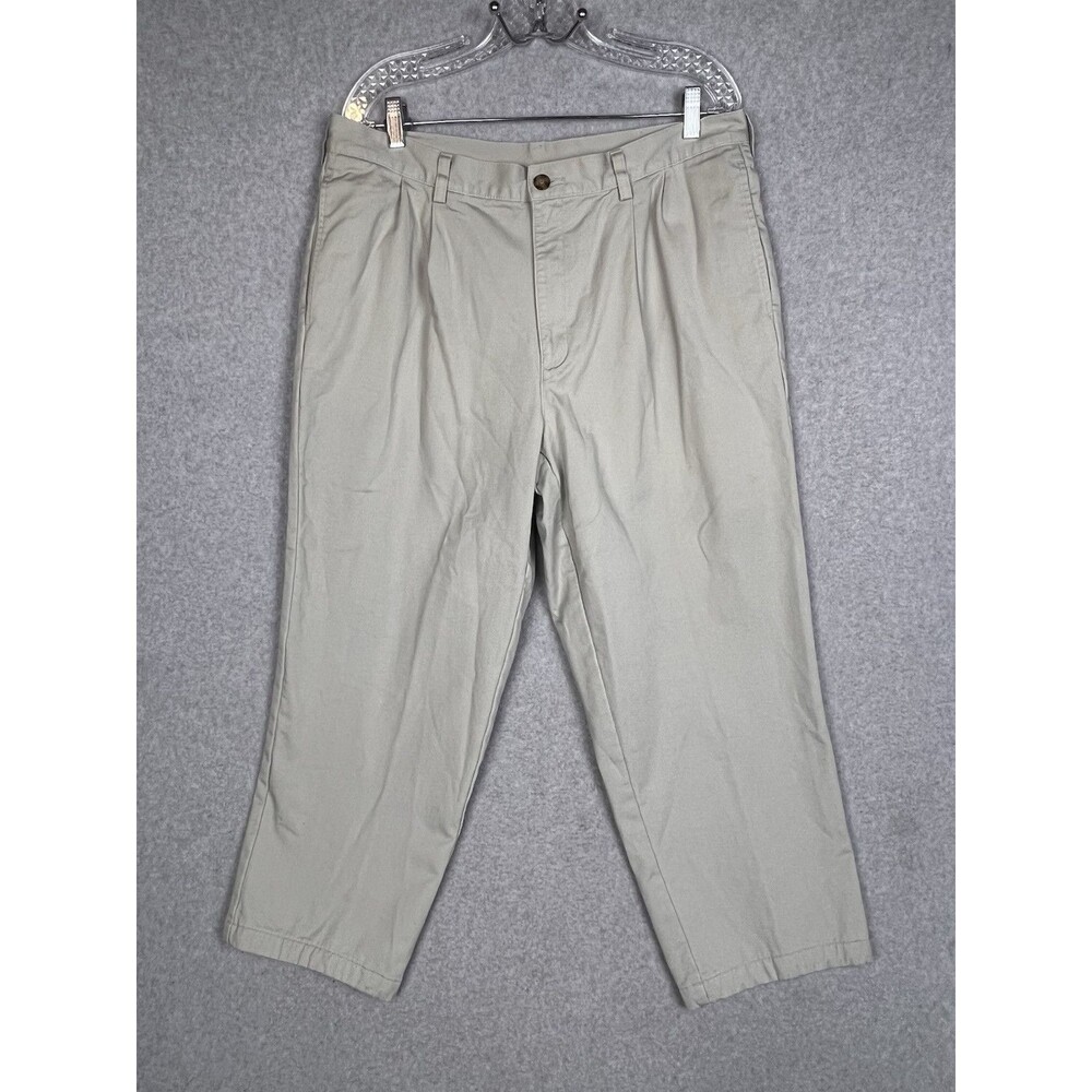L. L. Bean Flannel Lined Khaki Pants Mens36X29 Beige Natural Fit Chino 0Ak19